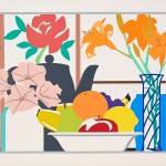 Tom Wesselmann_Still life with Lilier Petunias and Fruit